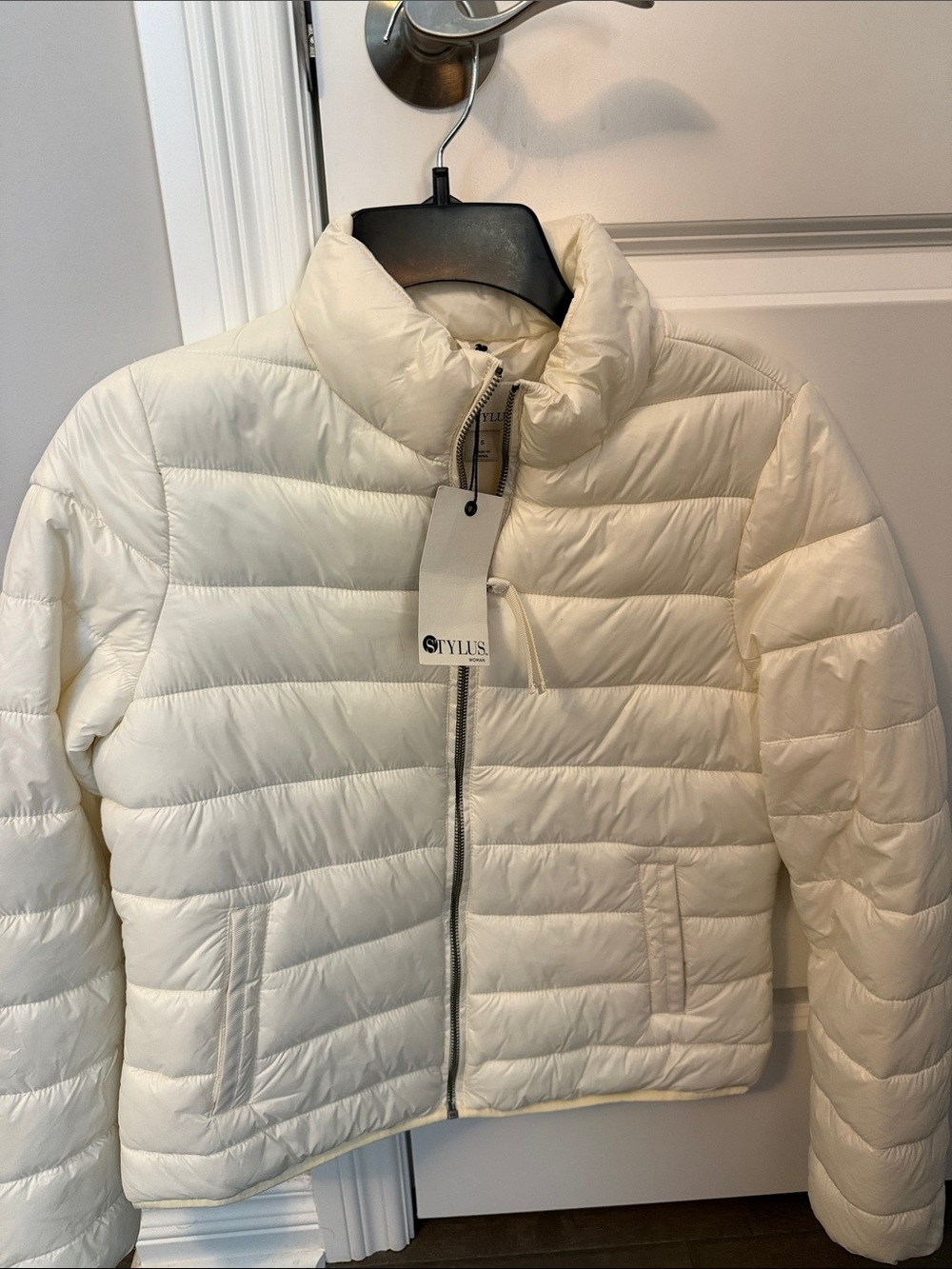 STYLUS Women's Cream Lightweight Quilted Puffer Jacket